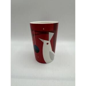 Starbucks 2012 Holiday Coffee Mug Tall Bright Red Christmas Bird Tea Cup